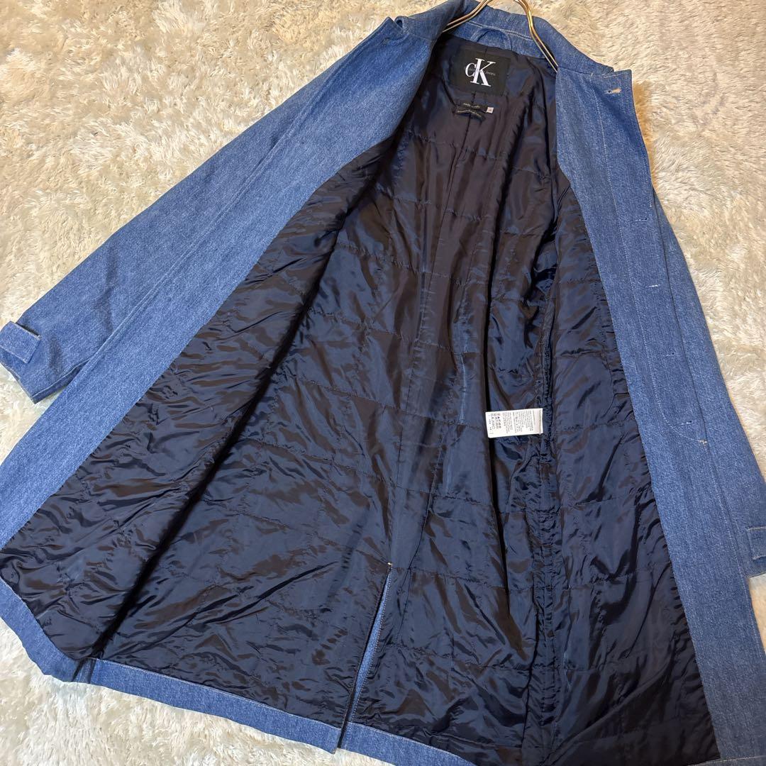 激レア＊カルバンクライン ステンカラーコート デニム　中わた イタリア製　M