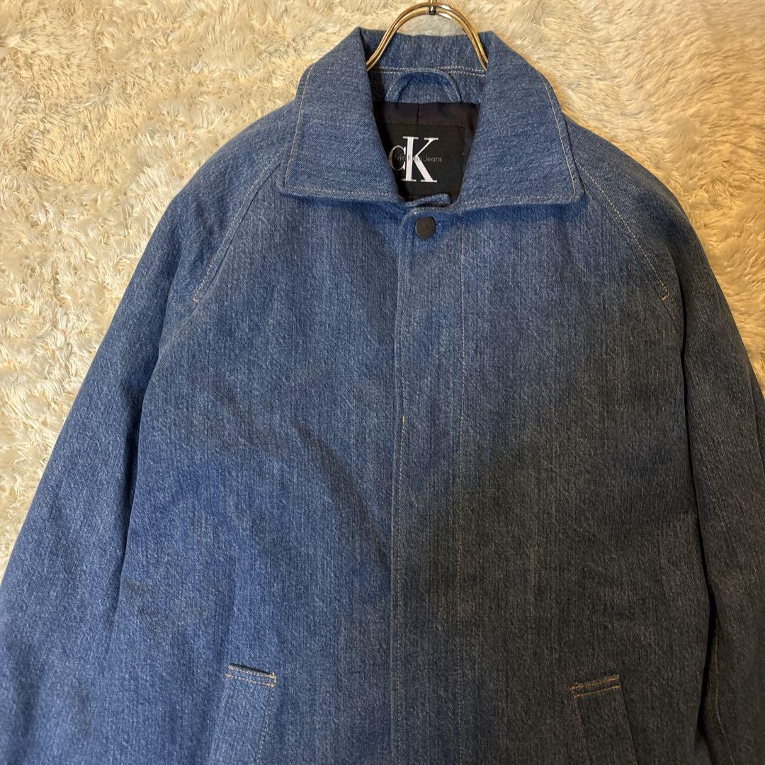 激レア＊カルバンクライン ステンカラーコート デニム　中わた イタリア製　M