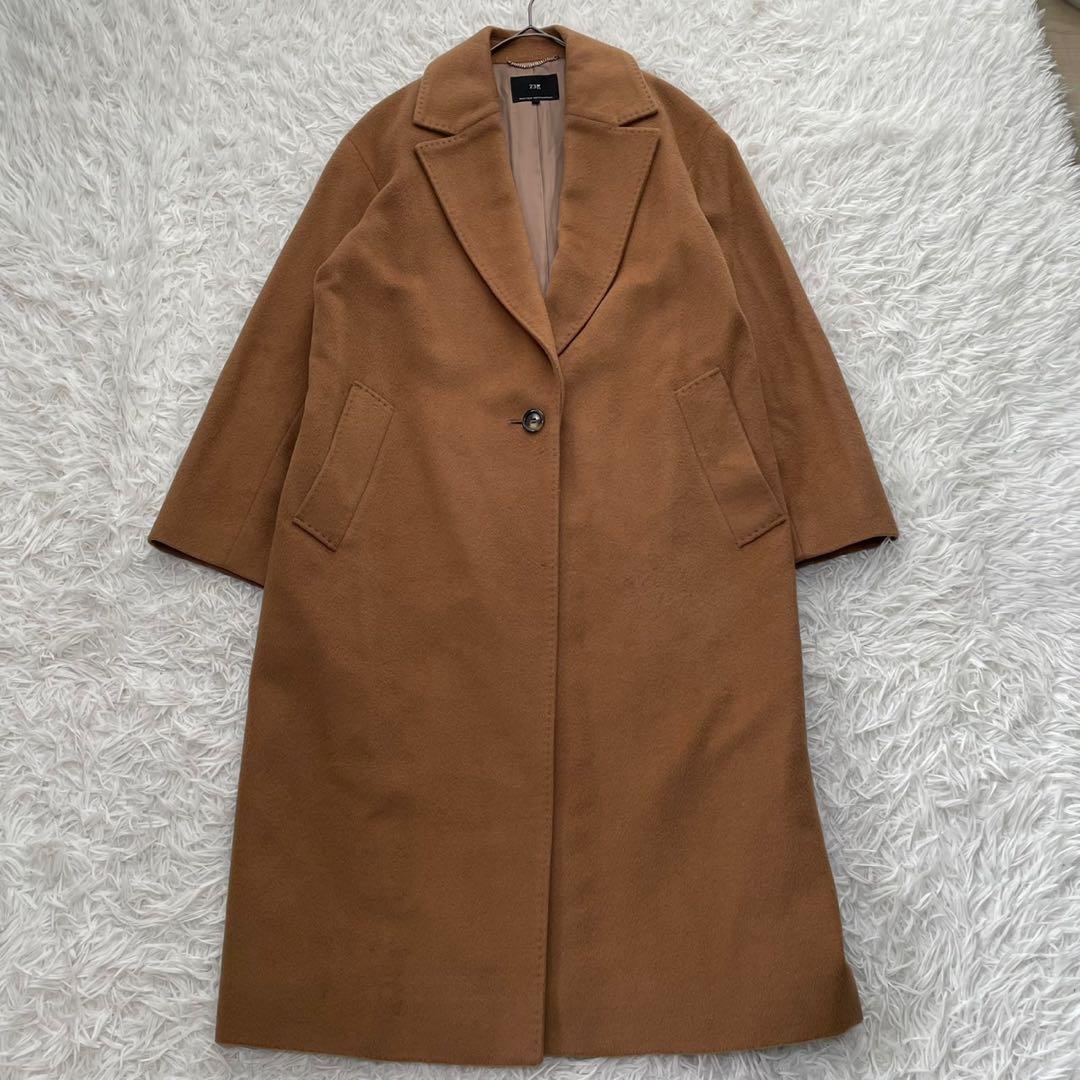 美品 23区 チェスターコート カシミヤ混 キャメル 36 S相当