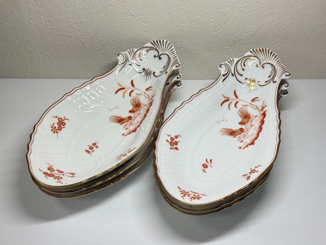 【高級】Richard Ginoriレッドコック ナス型プレート 6枚セット