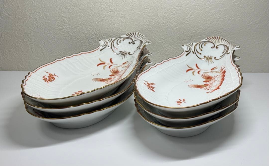 【高級】Richard Ginoriレッドコック ナス型プレート 6枚セット