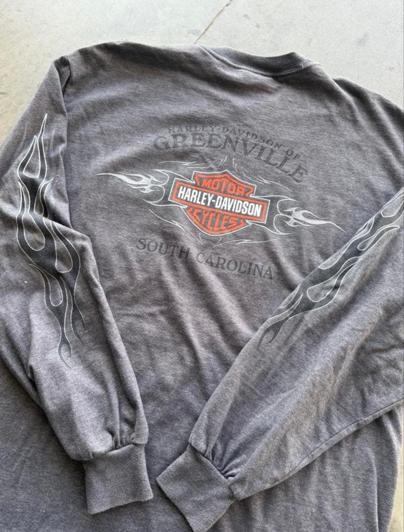 Harley-Davidson ロンT ポケット付き フレイムプリント 山田レン