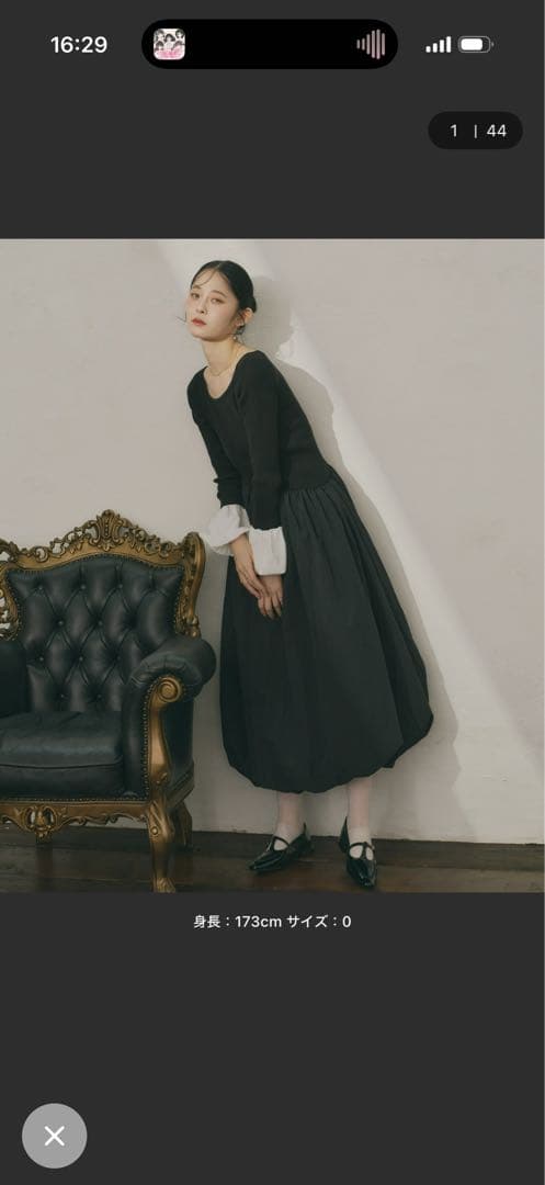 olu. ニットドッキングバルーンワンピース ブラック