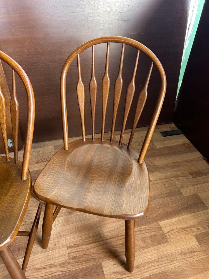 721 タモ材 ウィンザーチェア 2脚セット 北欧 木製 ダイニングチェア　美品