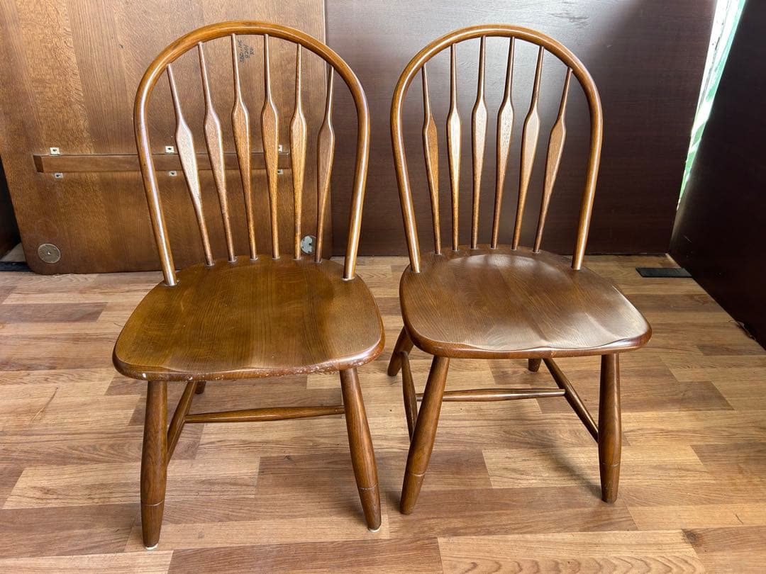 721 タモ材 ウィンザーチェア 2脚セット 北欧 木製 ダイニングチェア　美品