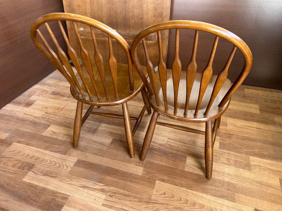 721 タモ材 ウィンザーチェア 2脚セット 北欧 木製 ダイニングチェア　美品
