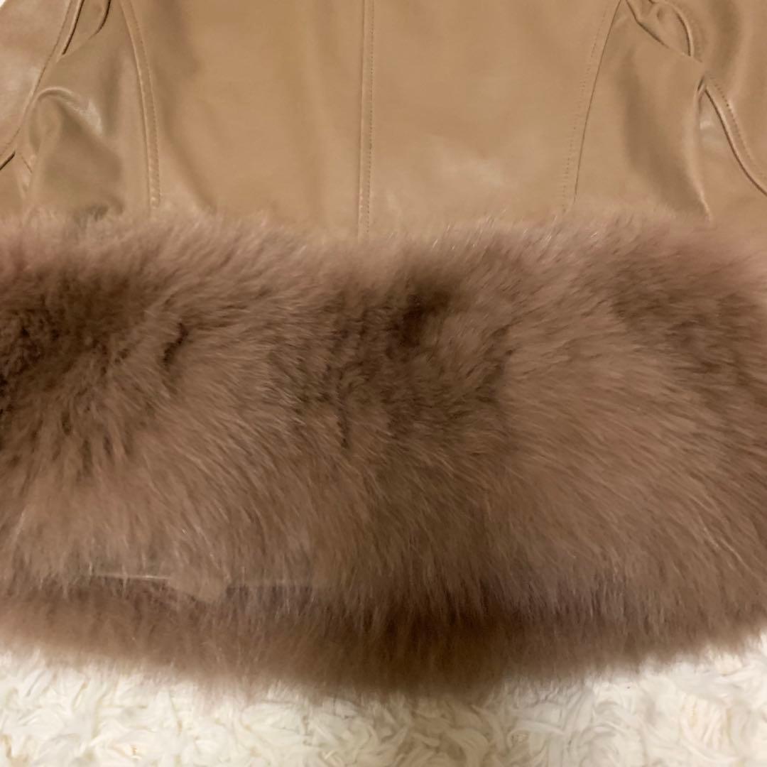 ダイアグラム ライダース ジャケット レザー 羊革 フォックスファー S