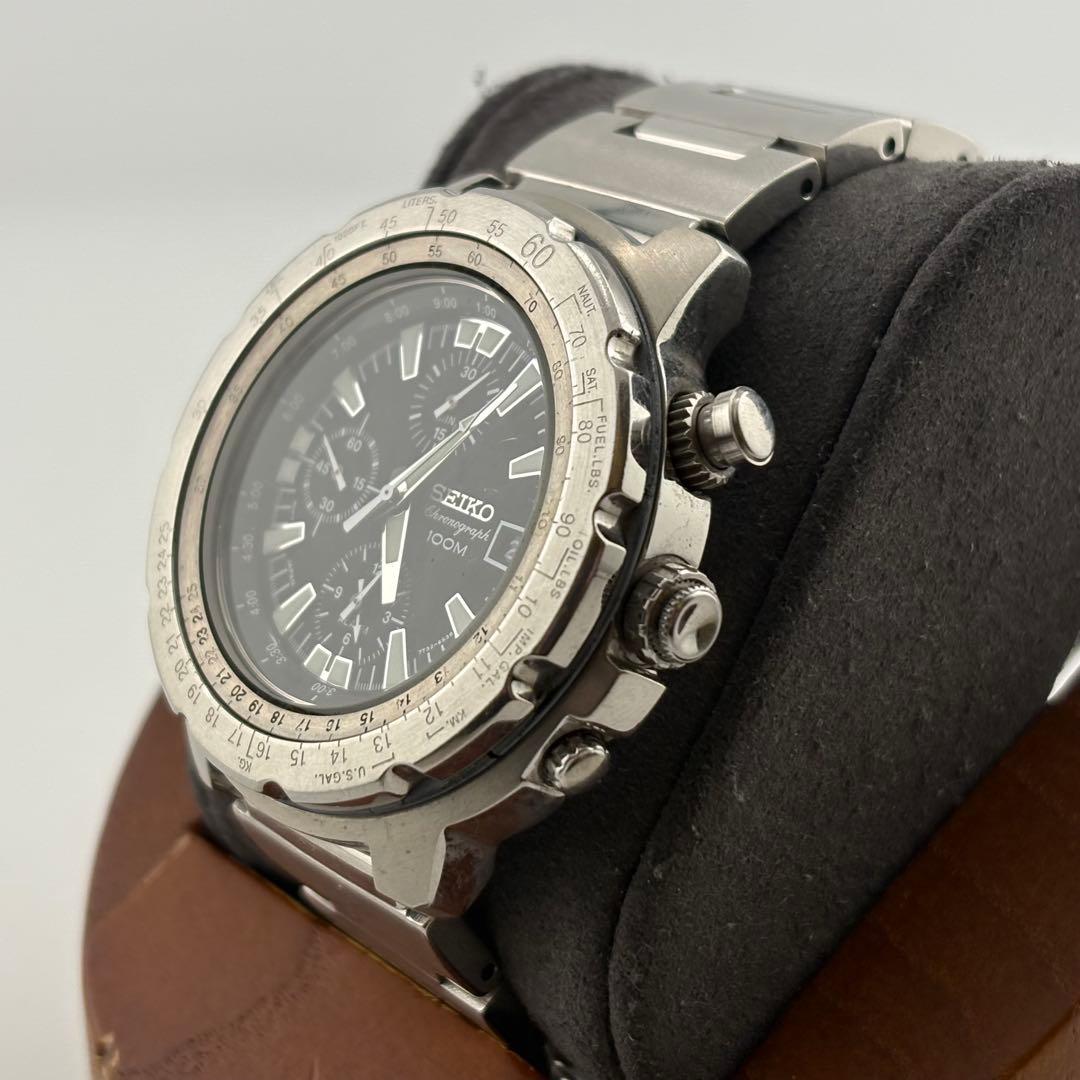 【希少】セイコー　クロノグラフ　7T32-6N10 ブラック　美品