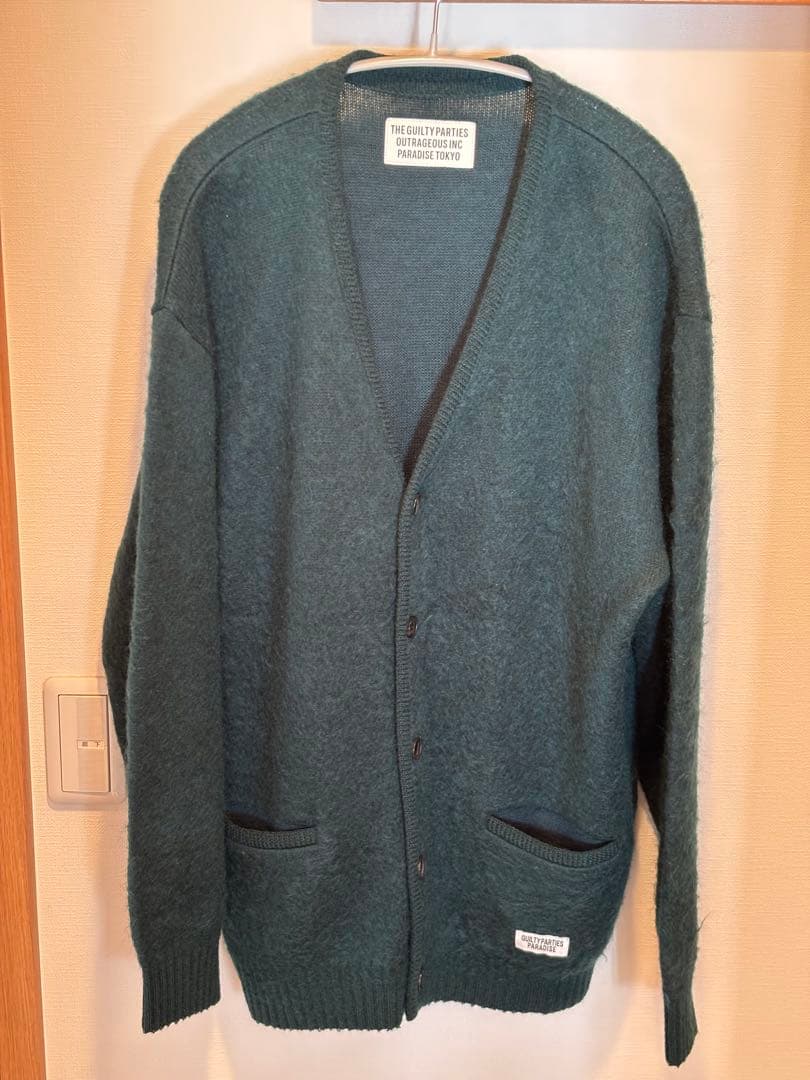 ワコマリア WACKOMARIA モヘア カーディガン XL カーキ グリーン