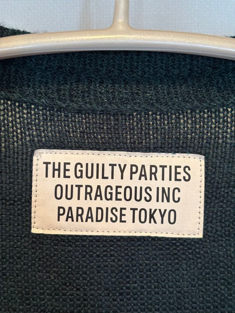 ワコマリア WACKOMARIA モヘア カーディガン XL カーキ グリーン