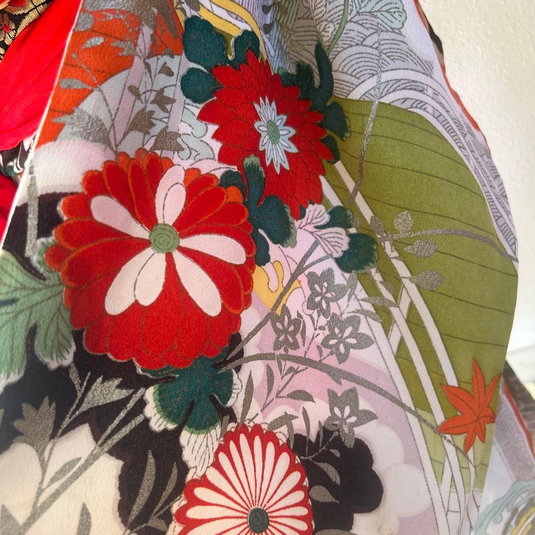 5歳　6歳　7歳　七五三　アンティーク正絹着物、帯、帯揚げ、帯締め、しごきセット