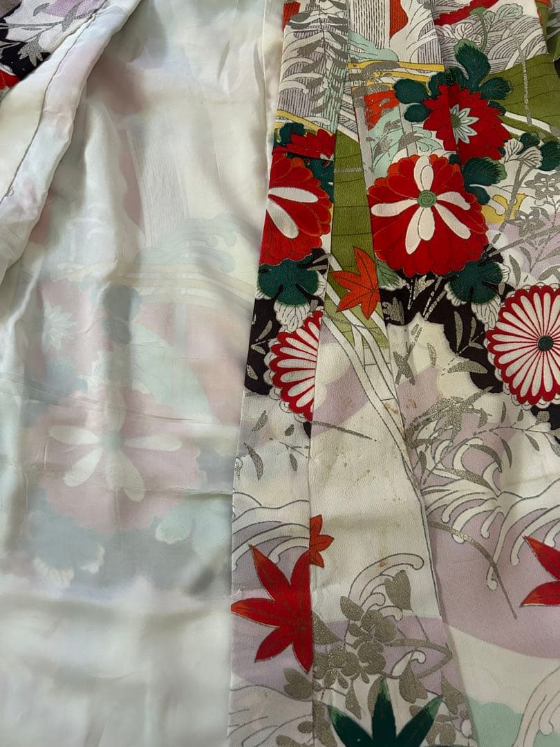 5歳　6歳　7歳　七五三　アンティーク正絹着物、帯、帯揚げ、帯締め、しごきセット