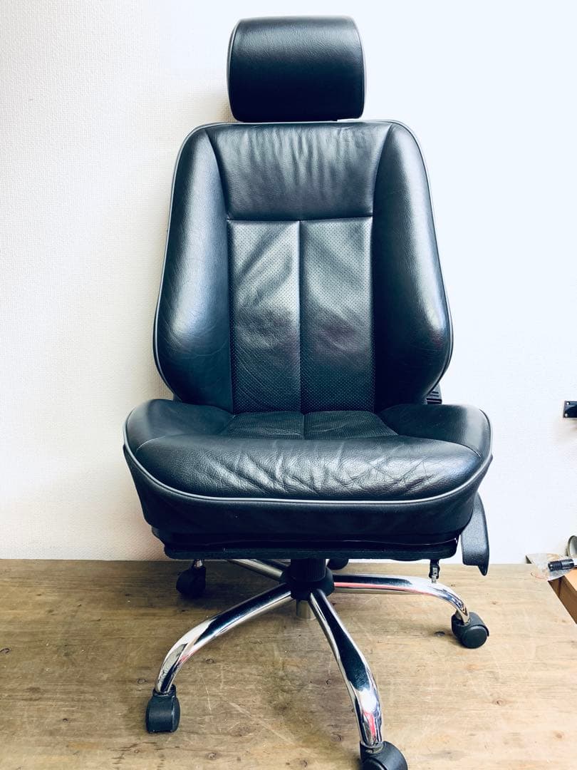 ベンツ 本革シート改 デスクチェア 電動リクライニング ヘッドレスト