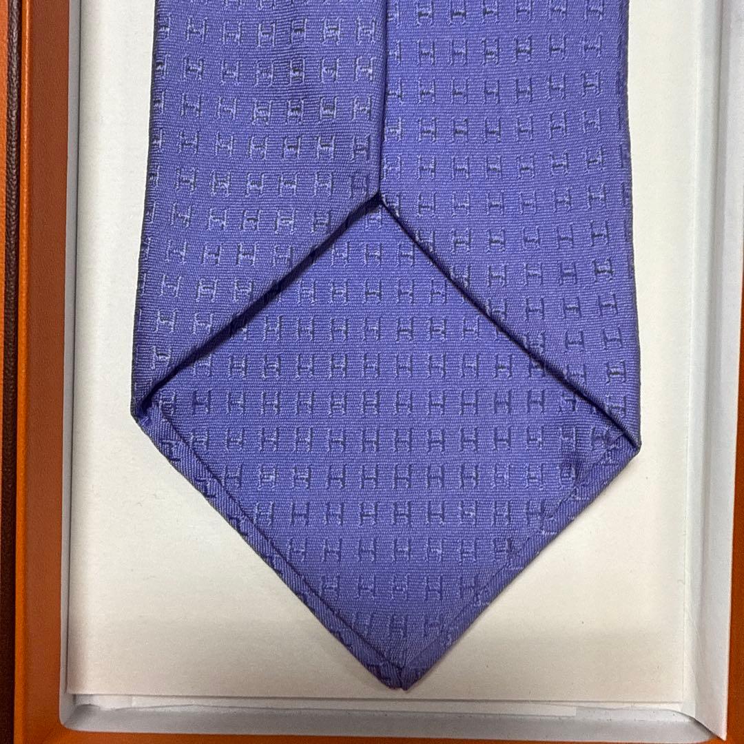 エルメス　ネクタイ　紫　H柄H織ファソネ