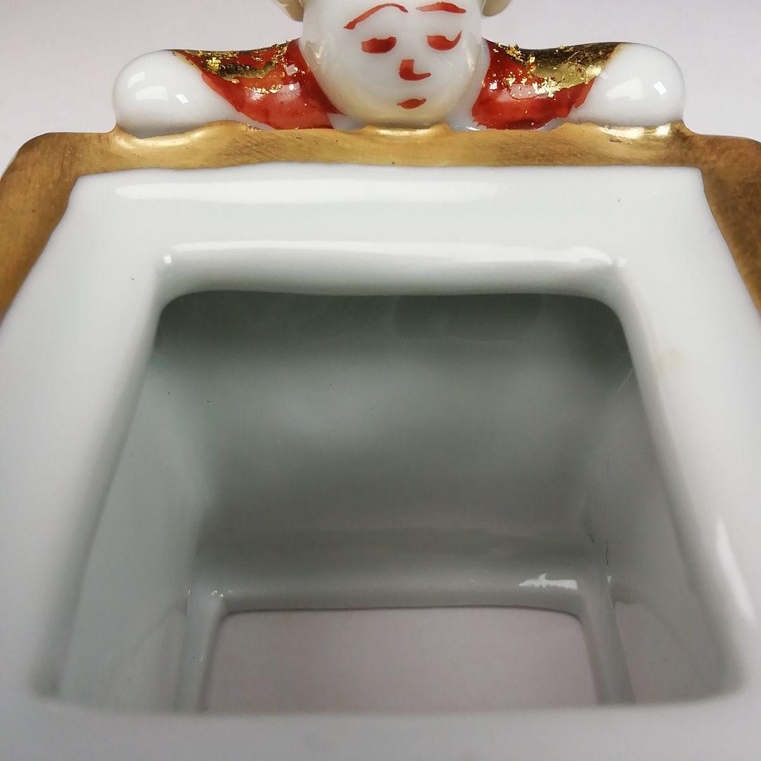 Ｗ５０　蓋置　『色絵　一閑人』『高野昭阿弥 造』　共箱　茶道具