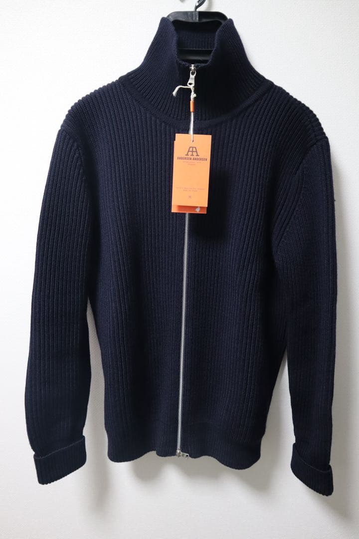 ANDERSEN-ANDERSEN ドライバーズニット　ネイビー　ウール　M