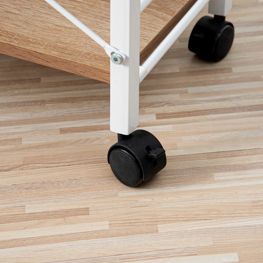 【ナチュラル】パソコンデスク キャスター付きで移動可能ラック付き ワークデスク