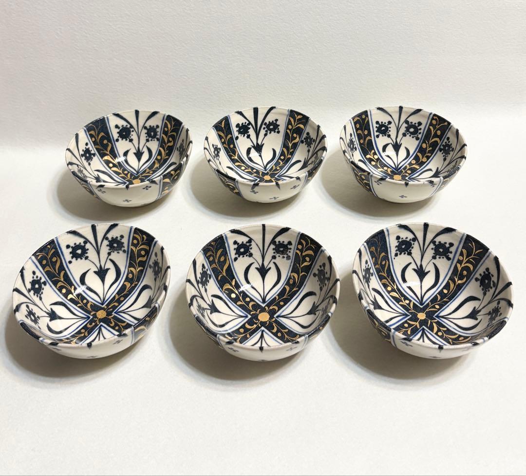 幸兵衛窯 白釉藍彩ボウル 鉢 加藤卓男 監修 オリエントの夢 6客 食器