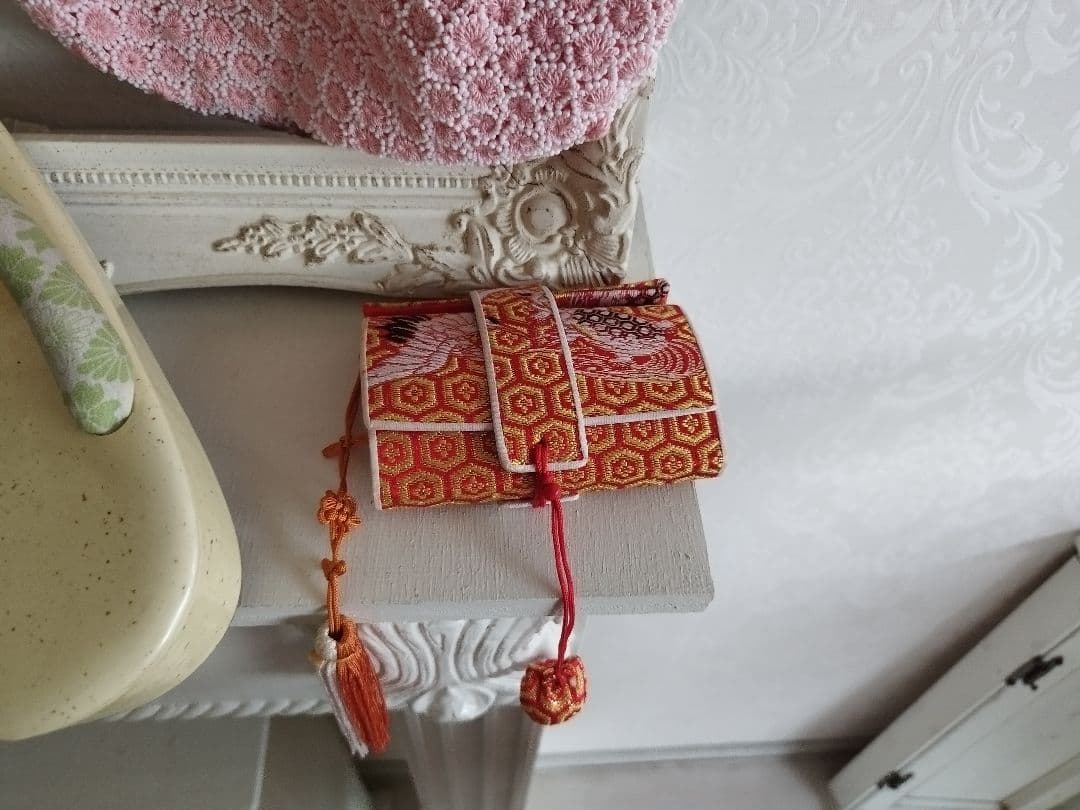 アンティーク白、ブルーの着物と作り帯セット