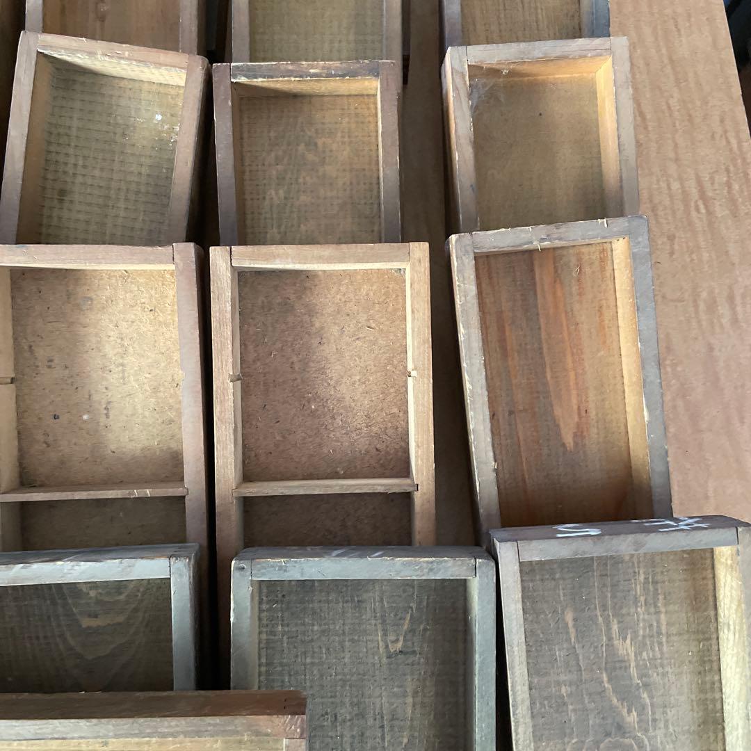 B40-5/活版印刷所で使われていた小箱（文選箱）3種40枚【古道具】