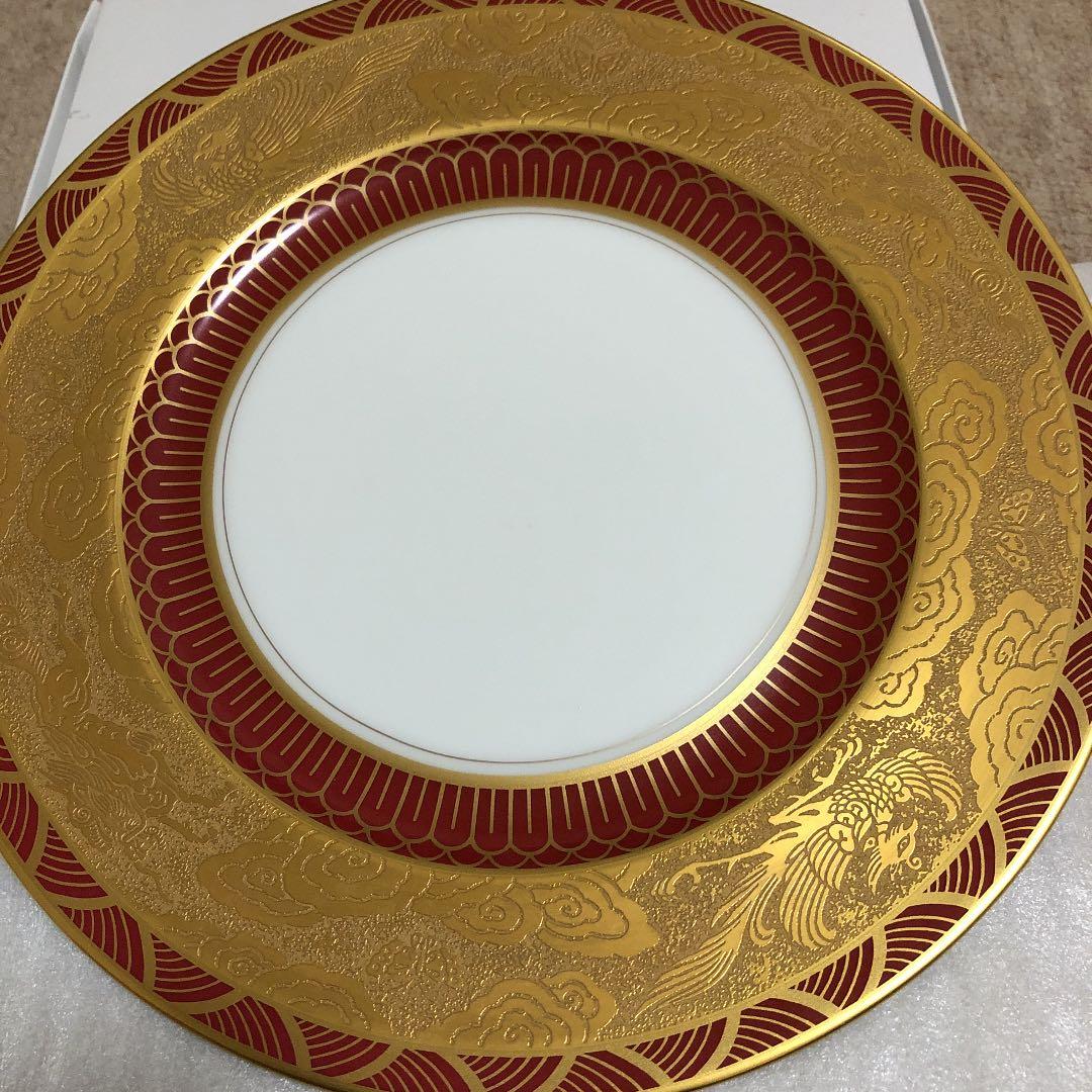 新品未使用　鳳凰、麒麟、蝶々、雲の大倉陶園大皿28センチ☆鳳凰飾りのヴィンテージ