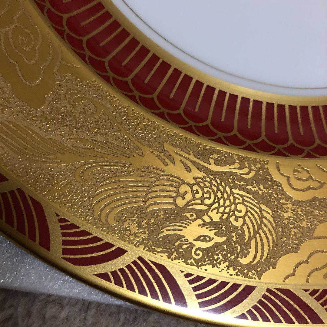 新品未使用　鳳凰、麒麟、蝶々、雲の大倉陶園大皿28センチ☆鳳凰飾りのヴィンテージ