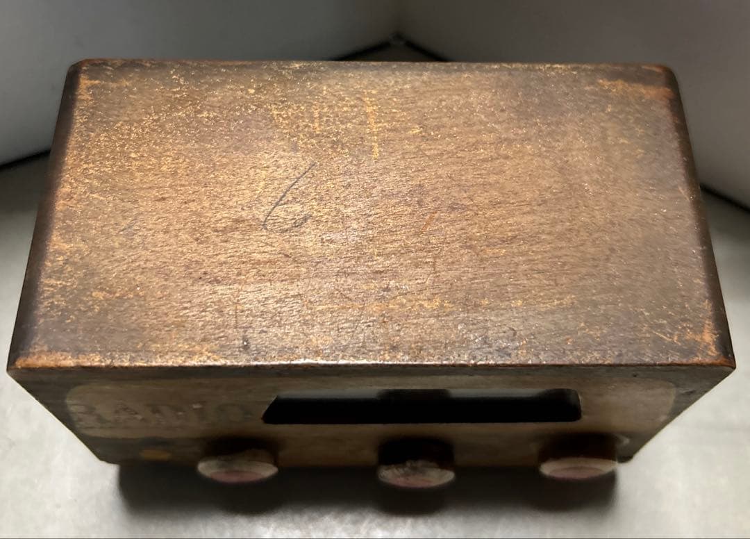 当時物 レトロ ビンテージ 真空管ラジオ型 木製貯金箱 希少