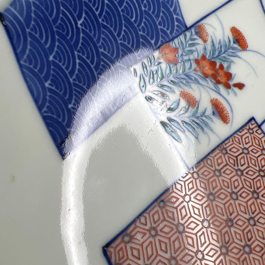 時代　色鍋島　八寸皿　塗木箱付　直径21㎝　東Y8-0109☆2Fタサオ