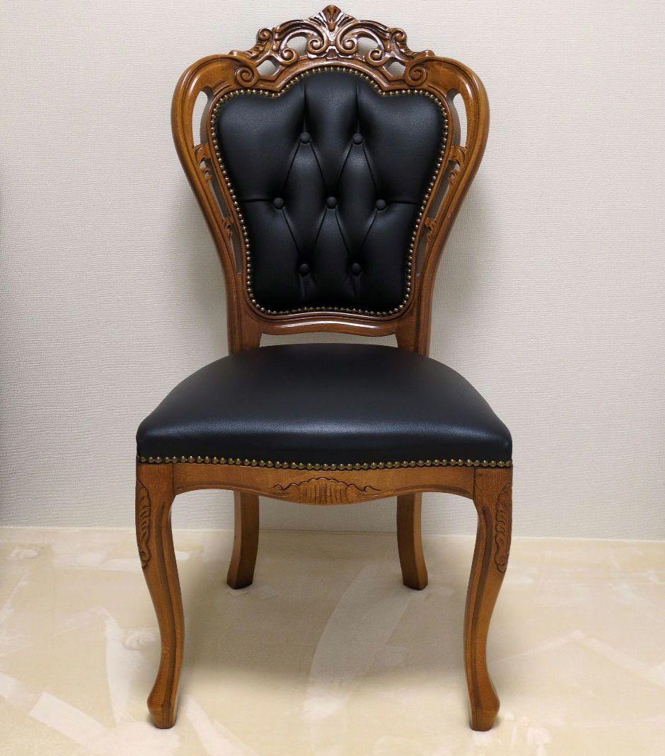 美品‼️ラスト１脚❗️イタリア ダイニングチェア 革張り 猫脚 ブラック