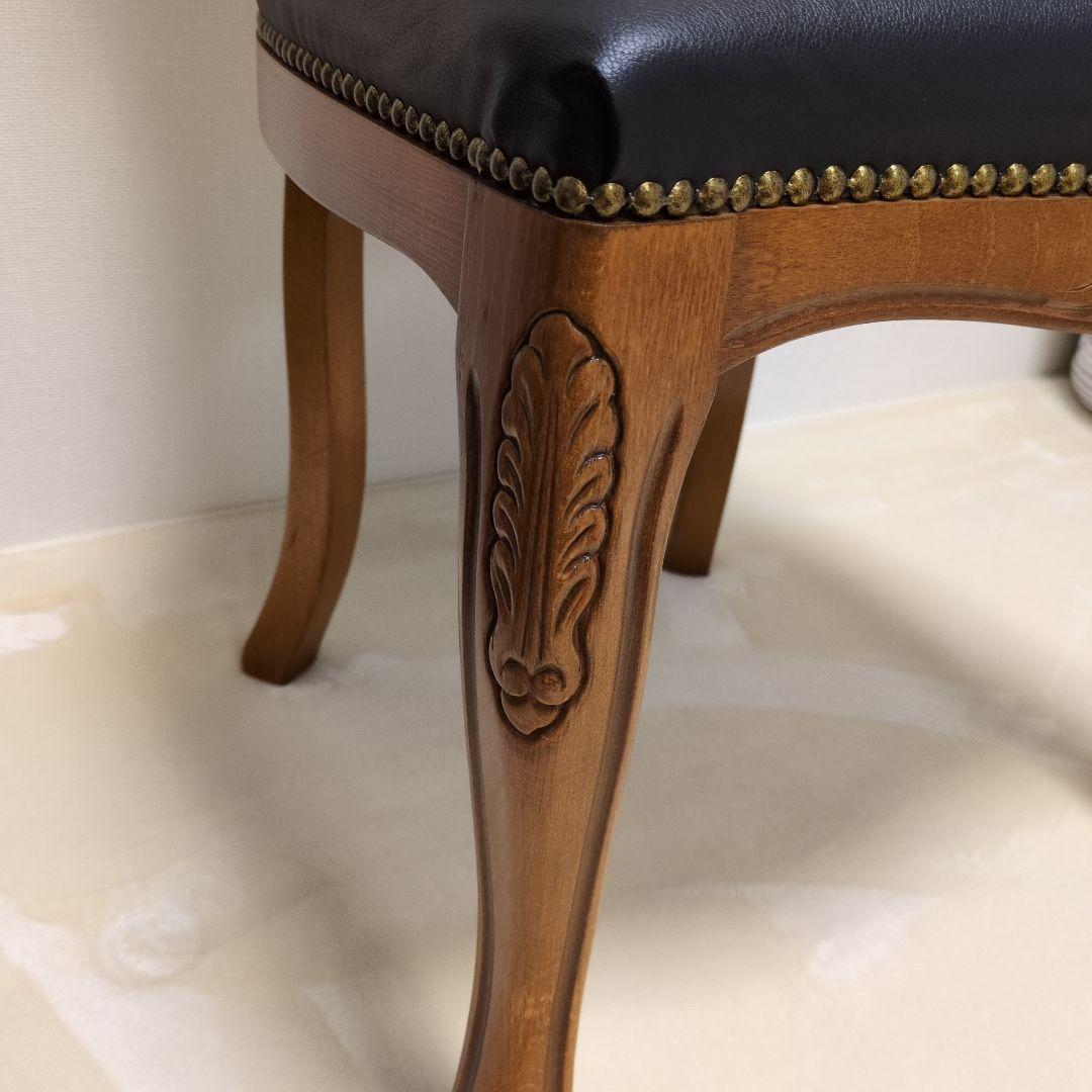 美品‼️ラスト１脚❗️イタリア ダイニングチェア 革張り 猫脚 ブラック