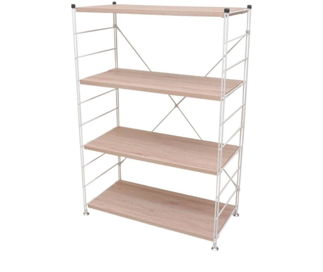 山善 ウッドシェルフ 4段 幅85.5×奥行41.5×高さ123.5cm