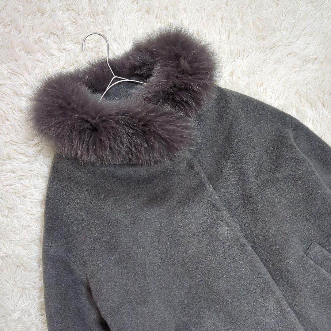 極美品 42 ヘルノ アンゴラ シルク 2way ダウンコート 切替 フォックス