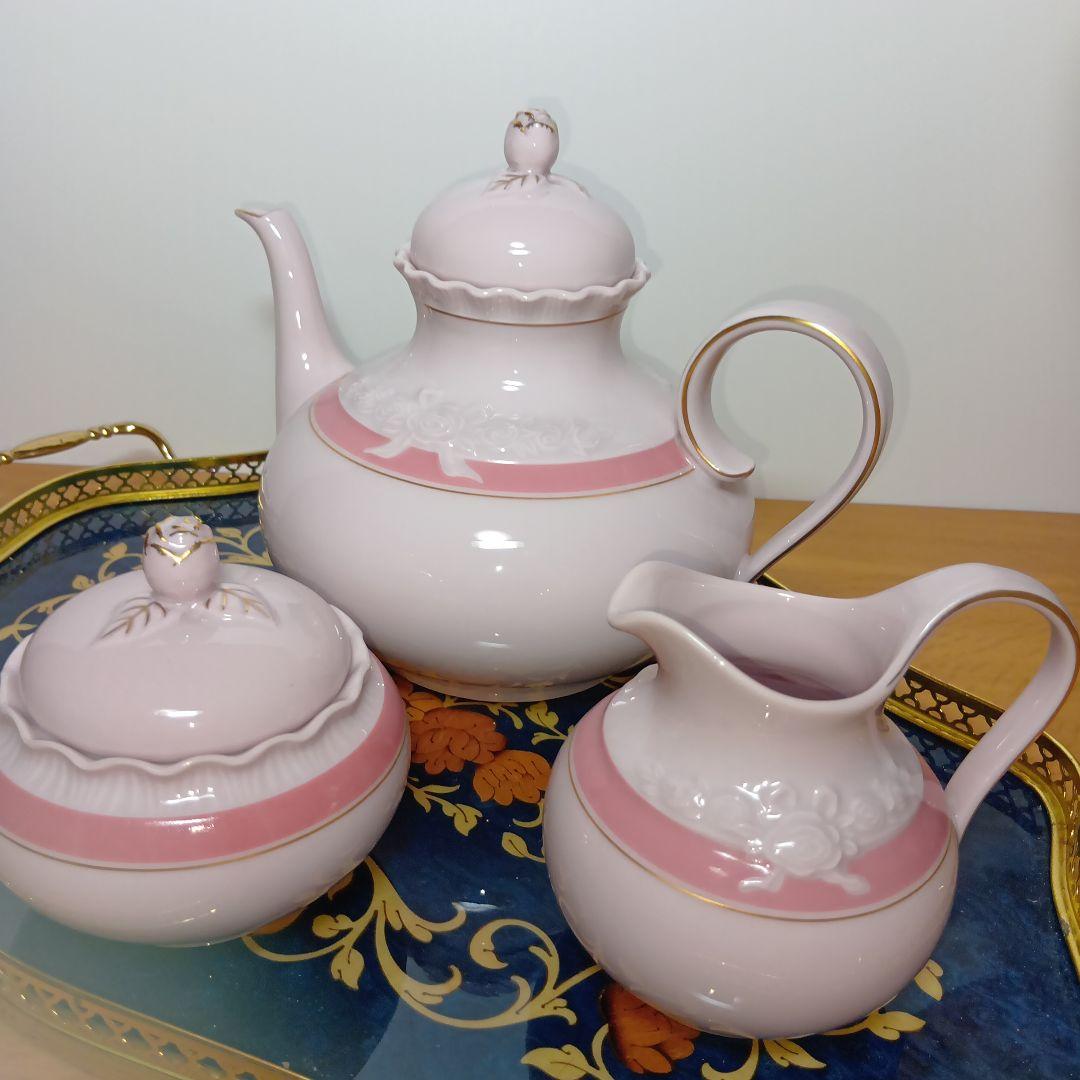 フッチェンロイター ポーセリンローズ ピンク ティーポット セット