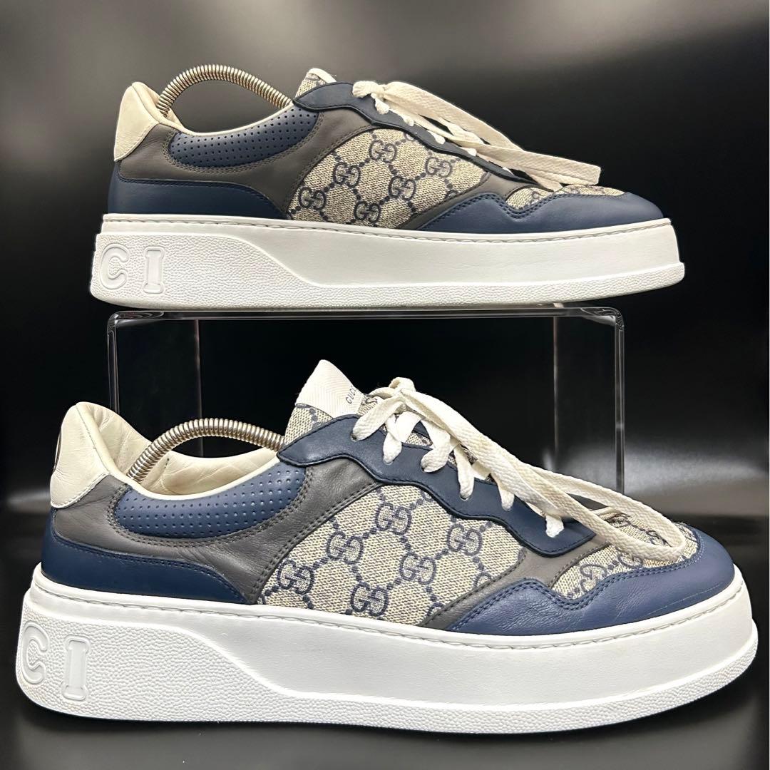 【専用】グッチ ローカットスニーカー GG柄 厚底 メンズ PVC グレー