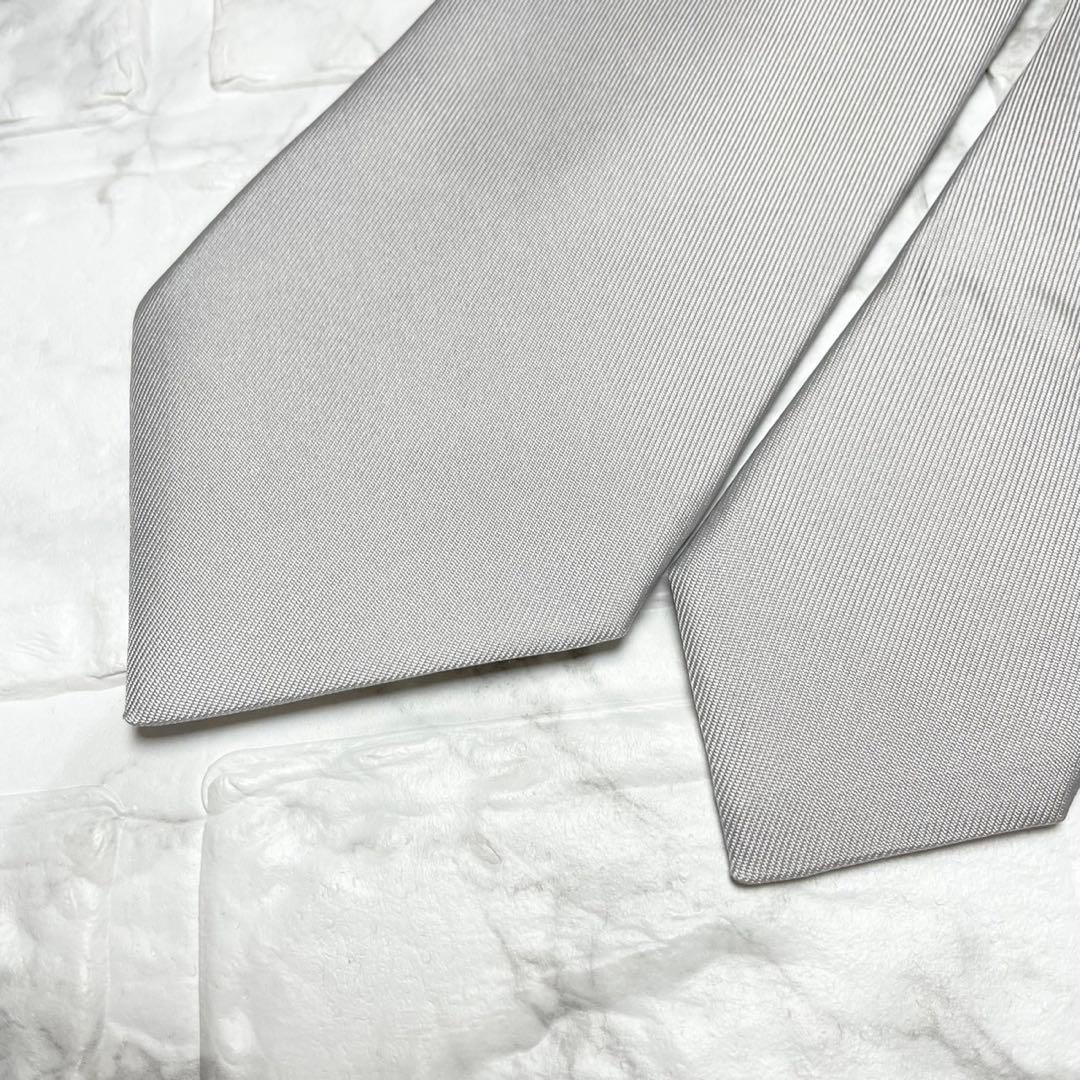 エルメス　HERMES ネクタイ　グレー　花　フラワー　ソリッドタイ　スーツ