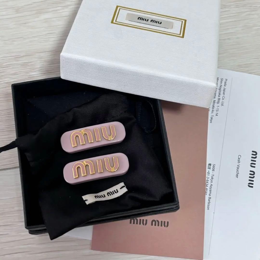 miumiu ミュウミュウ ヘアクリップ ヘアピン バレッタ ピンク 正規品