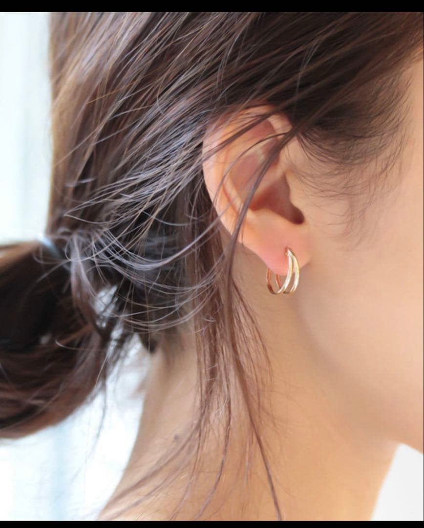 ノワールドプーペ K10 2連 フープピアス