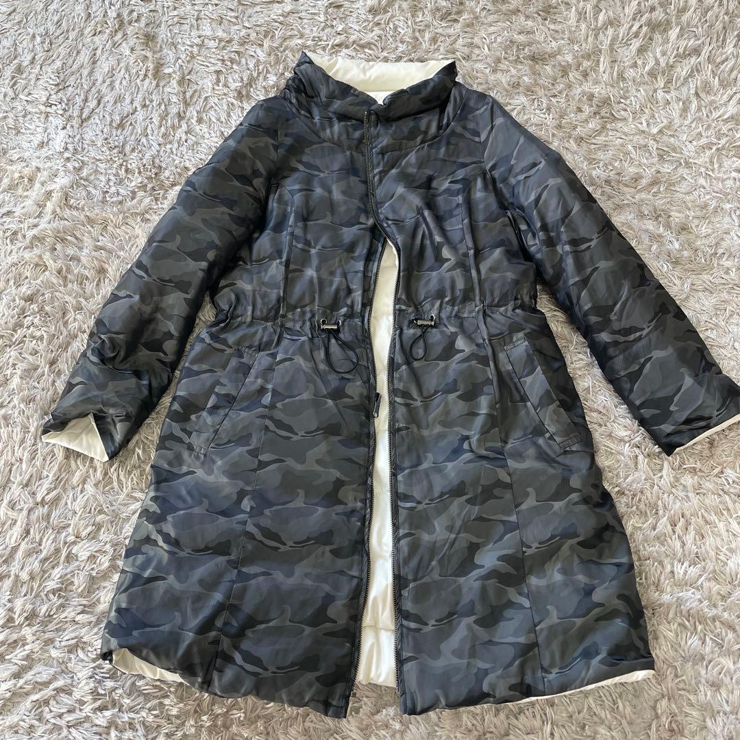 DAMA ダーマコレクション　リバーシブル ダウンコート　カモフラ　迷彩柄　白M