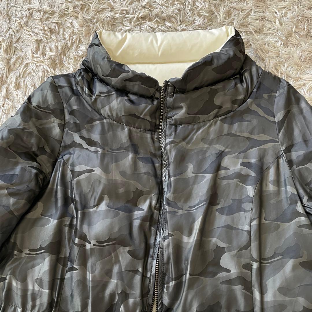DAMA ダーマコレクション　リバーシブル ダウンコート　カモフラ　迷彩柄　白M