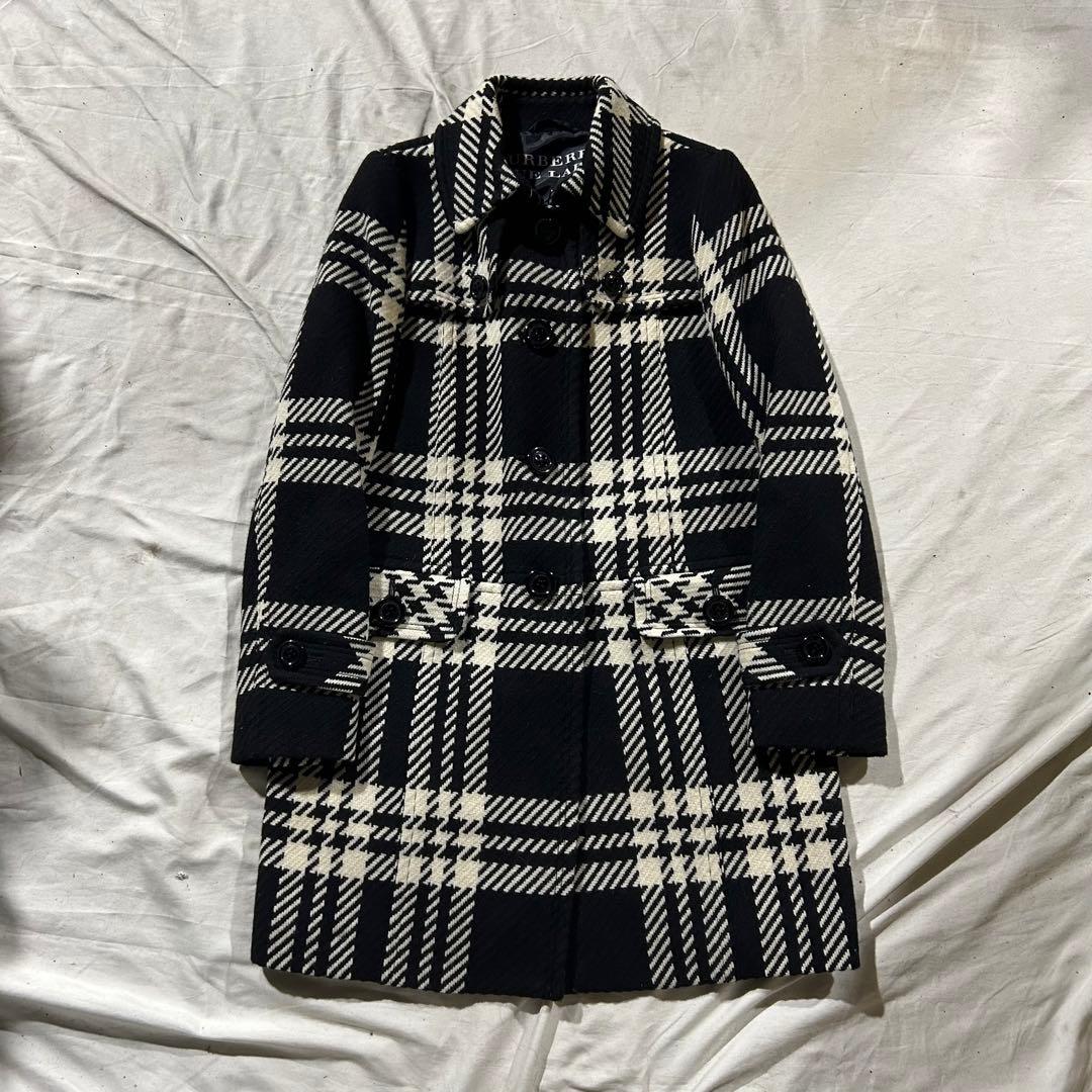 BURBERRY BLUE LABEL チェスターコート 黒白チェック