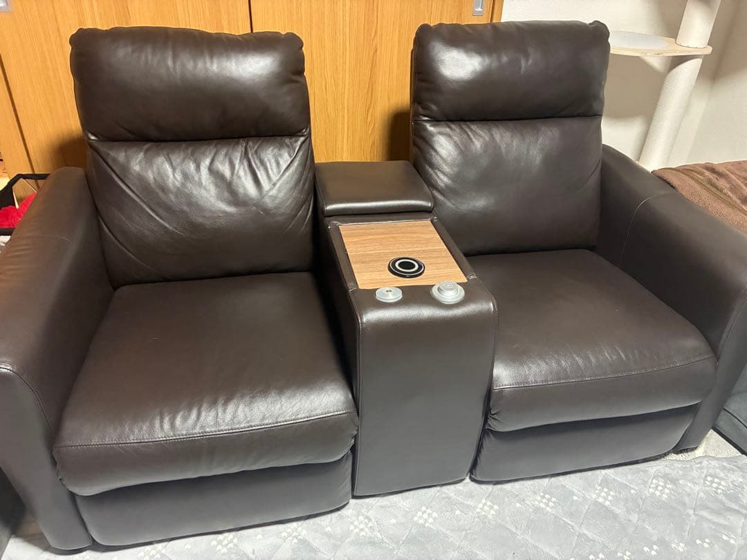 【美品】ニトリ 電動 リクライニングソファ ダークブラウン