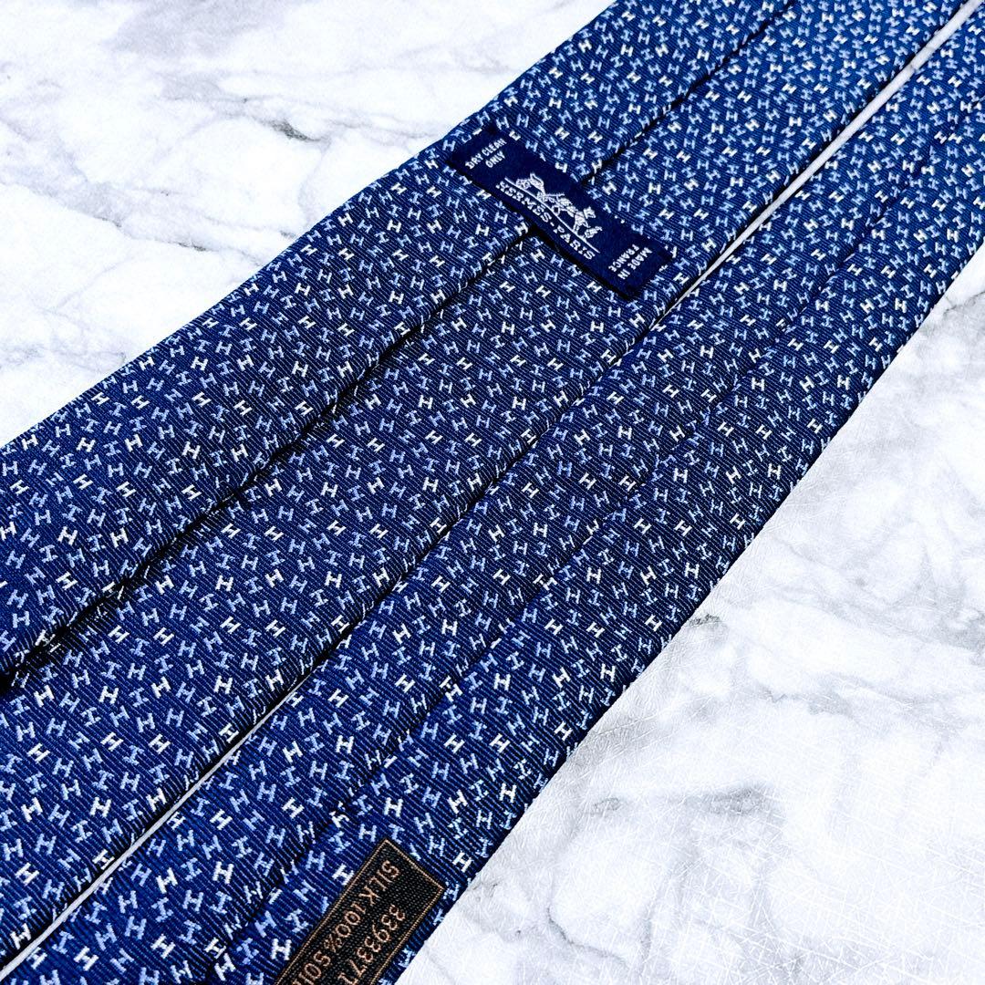 ✨未使用✨エルメス　マイクロ立体H柄 ジャガード　ブルー　ネクタイ