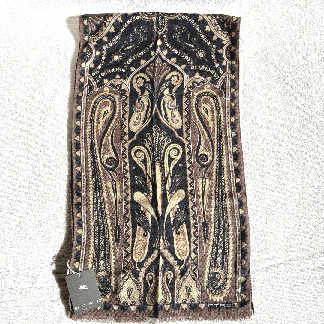 【新品】ETRO エトロ ペイズリー柄 ストール マフラー　イタリア製　シルク混