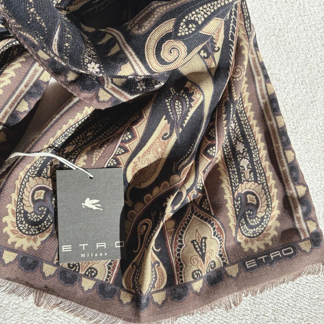 【新品】ETRO エトロ ペイズリー柄 ストール マフラー　イタリア製　シルク混