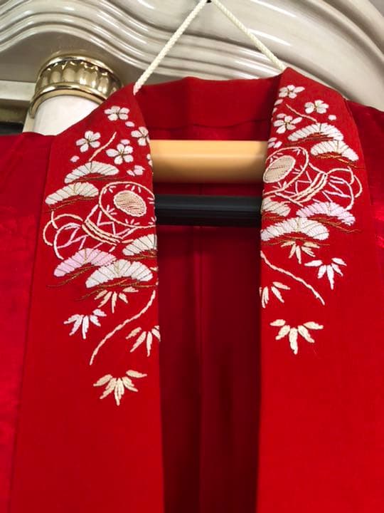 【7才着物/美品】七五三着物フルセット　ロイヤルブルー　※着画写真右側