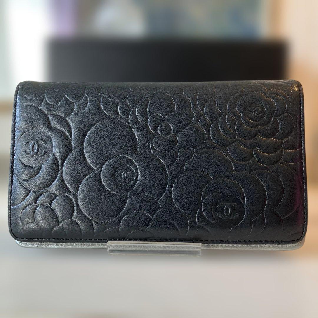 ［正規品］美品　CHANEL カメリア　長財布　　シリアルシール付き