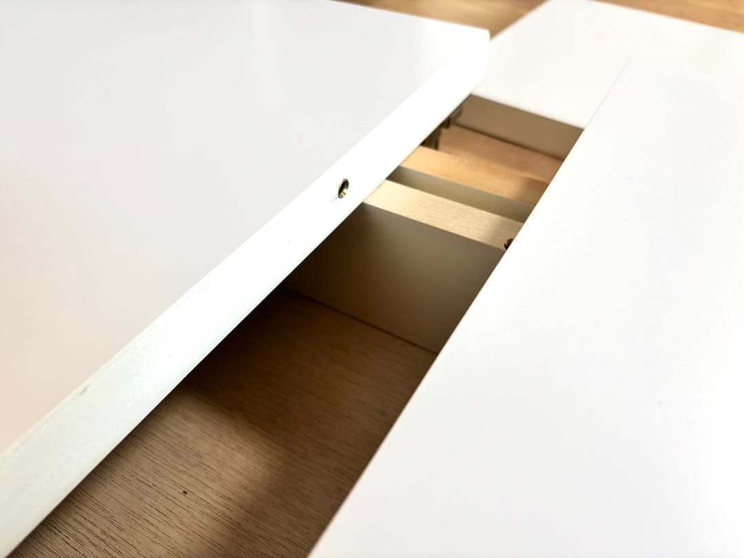 【SALE】折りたたみ&伸縮！両方できる ホワイト リビングテーブル