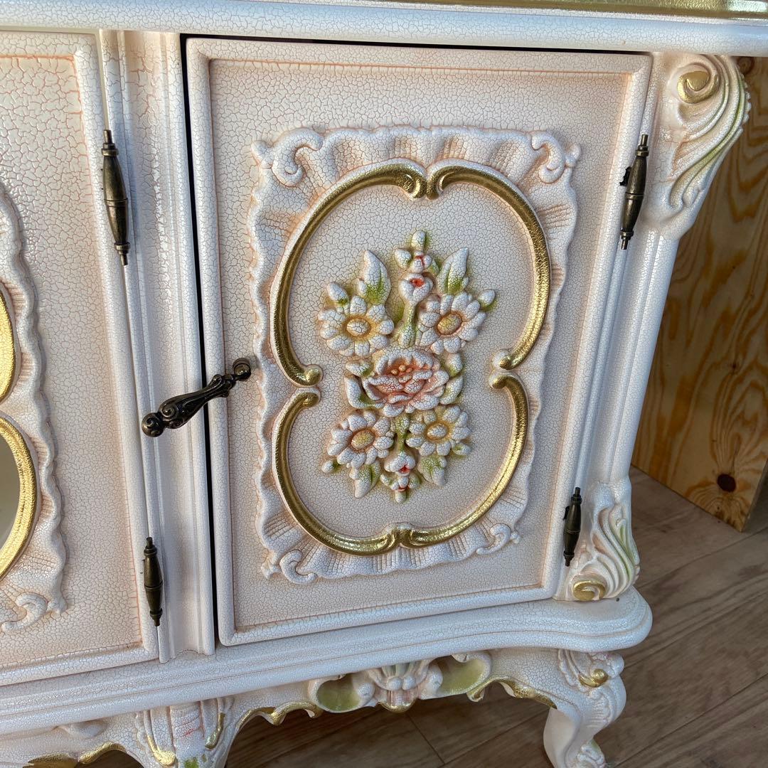 テレビボード　ロココ調　猫脚 プリンセス ヨーロピアン 姫系　花柄⑤