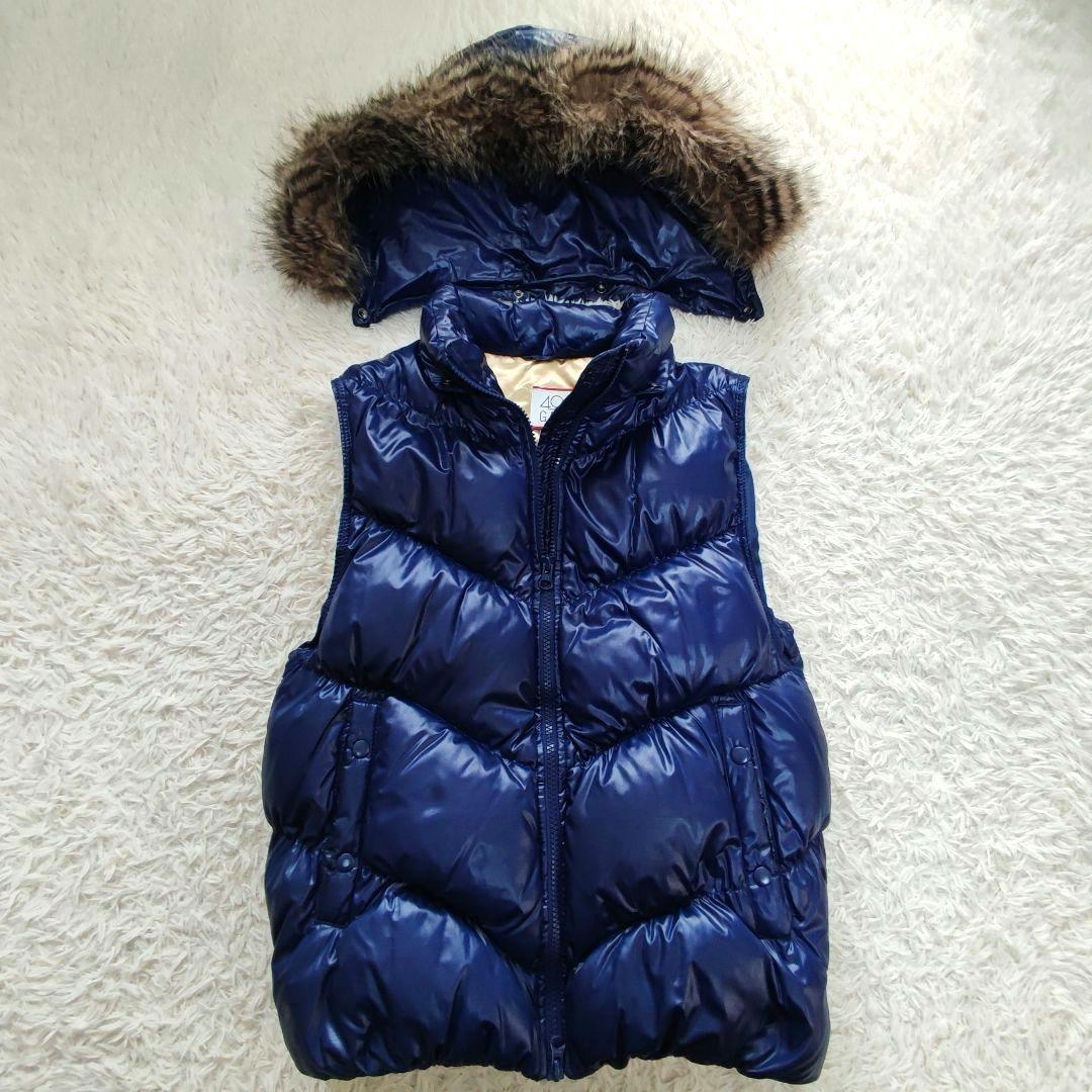極美品　OLD GAP ファー ダウン ベスト 光沢 y2k archive　L