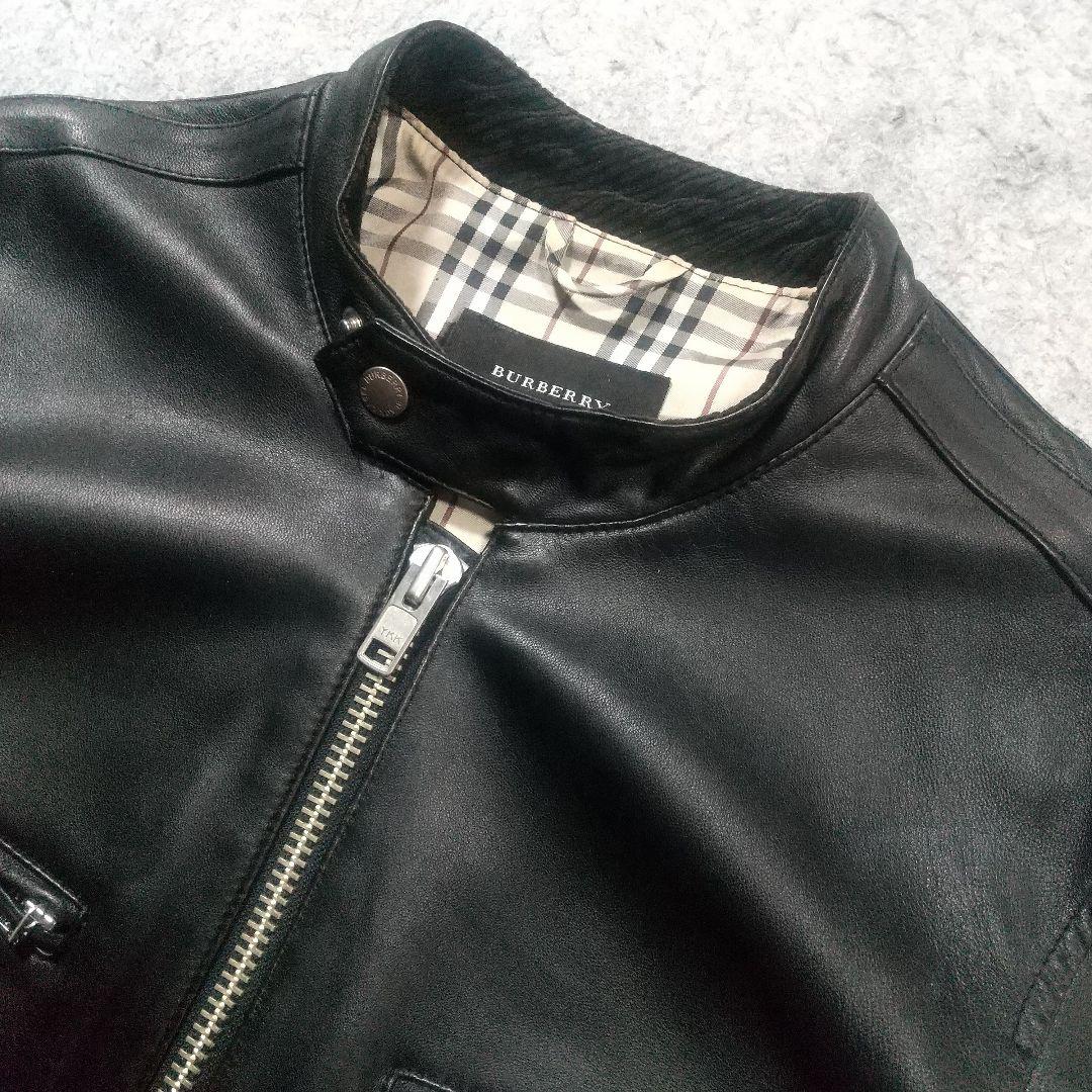 バーバリーブラックレーベル ライダース ブルゾン 革ジャン ラムレザー アウター